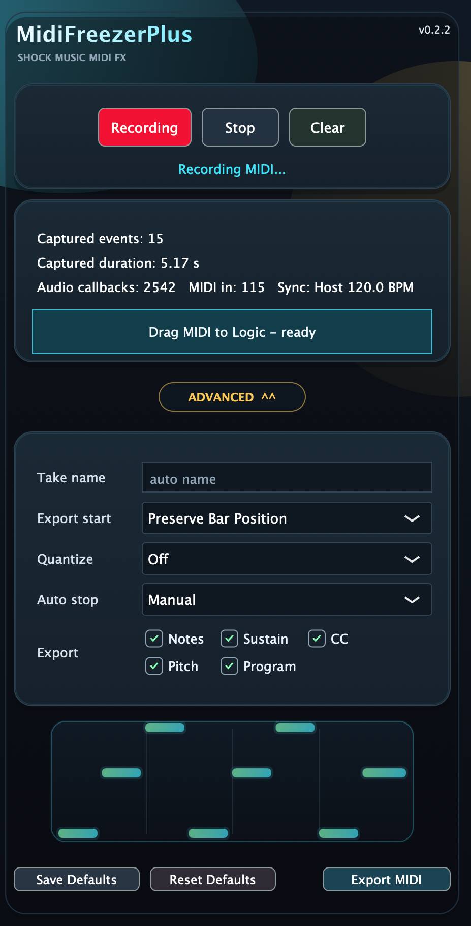 MidiFreezerPlus — advanced interface